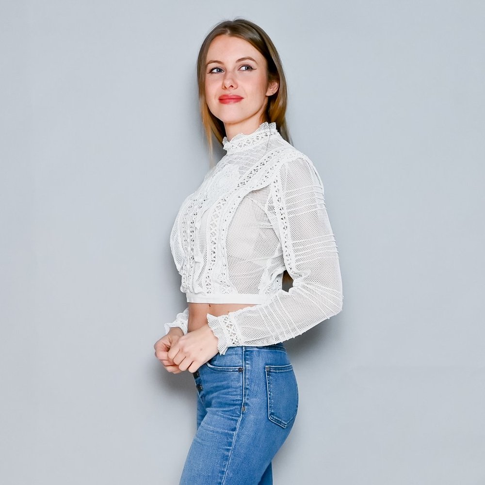 FOR LOVE & LEMONS Lace Crochet Long Sleeve Top - Picture 6 of 10